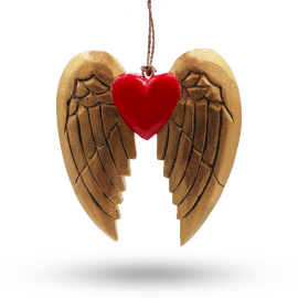 2x Ouro Xmas Angel Wing & Heart - detalhe preto