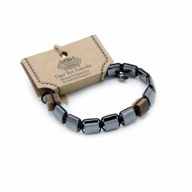 3x Pulseira Hematita Magnética Shamballa - Cubos Olho de Tigre