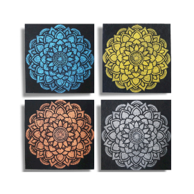 Conjunto de 4 Mandala Detalhe Brocado 30x30cm