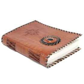 Cadernos de Couro Onix Negro e Bordes (17x12cm)