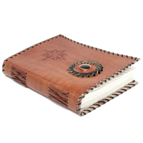 Caderno de Couro Onix Negro e Bordes
