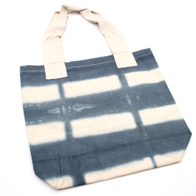 Saco de algodão Tye-Dye natural (8 oz) - 38x42x12cm - Blocos cinza - Alça natural