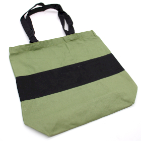 Bolso de Algodão Dois Tons - 38x42x12cm - Verde e Preto - 10oz