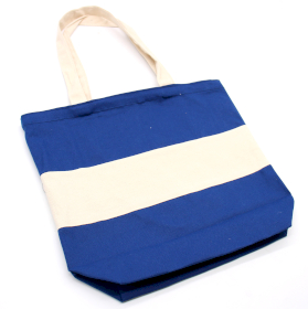 Bolso de Algodão Dois Tons - 38x42x12cm - Azul e Natural - 10oz