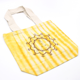 Saco de algodão Tye-Dye (6oz) - 38x42x12cm - Mãos Namaste - Amarelo - Alça Natural