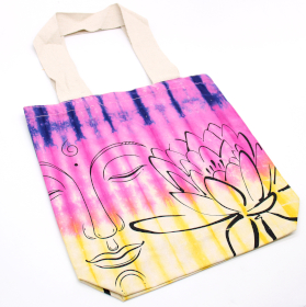 Saco de algodão Tye-Dye (6oz) - 38x42x12cm - Buda Lotus - Multicolorido - Alça Natural