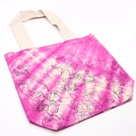 Saco de algodão Tye-Dye (6oz) - 38x42x12cm - Cara bonita - Magenta - Alça natural