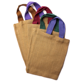 10x Saco Tote de Juta - 5 alças de cores sortidas