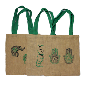 6x Saco Grande Tote de Juta - 2 desenhos sortidos