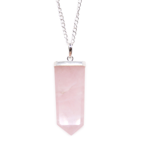 Pingente de lápis liso de pedras preciosas - quartzo rosa