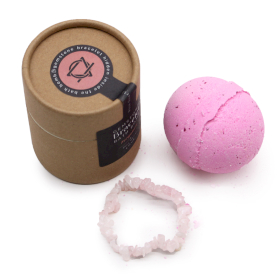 4x Bomba de Banho com Pulseira de Gemas - Quartzo Rosa