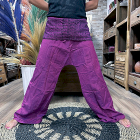 Calças Yoga e Festival - Pescador Tailandês Mandala Mantra em Roxo