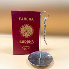 Conjunto de Incenso de Corda e Suporte Banhado a Prata - Pancha Buddha