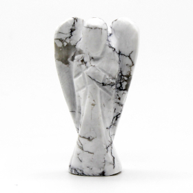 Anjo de Pedra Preciosa Esculpido à Mão - Howlite Branco