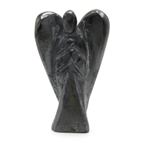 Anjo de Pedra Preciosa Esculpido à Mão - Hematita