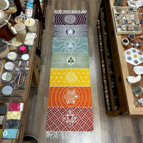 Tapete de Yoga 100% Algodão - 60x200cm - 7 Chakras