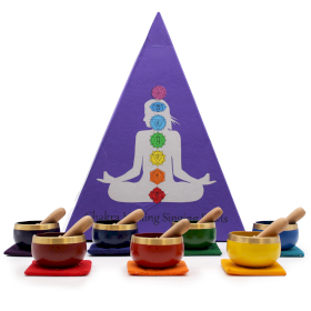 Conjunto de Taças Tibetanas com Pirâmide de Chakras