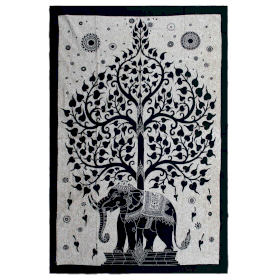 Colcha de Algodão Solteiro + Penduricalho - Mono - Árvore Elefante
