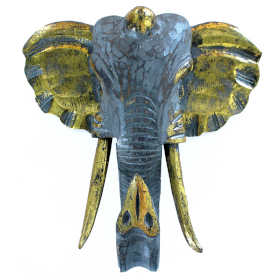 Cabeça de elefante grande - Ouro e cinzento