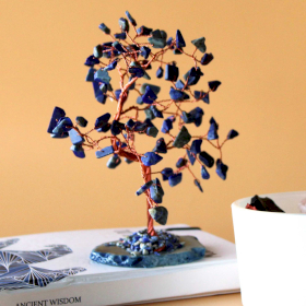 Árvore de pedras preciosas - Sodalita em base de ágata azul (100 pedras)