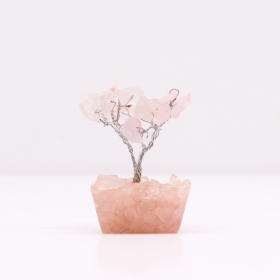 12x Mini Árvores de pedras preciosas em base de Orgonite - Quartzo Rosa (15 pedras)