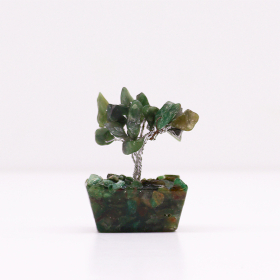 12x Mini árvores de pedras preciosas em base de orgonite - Aventurina verde (15 pedras)