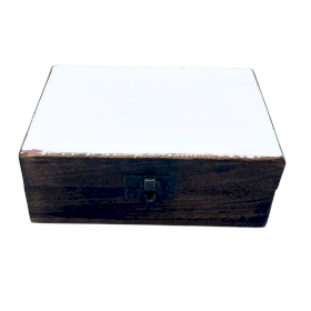 Caixa Média Cerâmica Madeira Vidrada - 15x10x6cm - Branco
