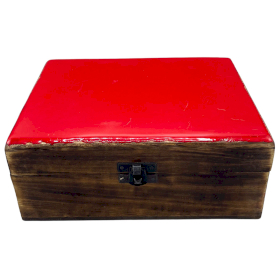 Caixa cerâmica grande em madeira esmaltada - 20x15x7.5cm - Vermelho