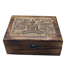 Caixa grande de madeira para lembranças 20x15x7,5cm - Buda