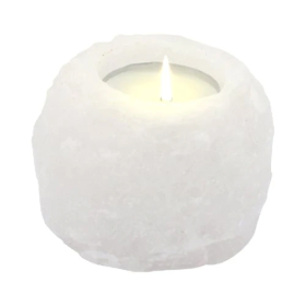 4x Suporte para Velas de Sal dos Himalaias em Rocha de Cristal 600-800g