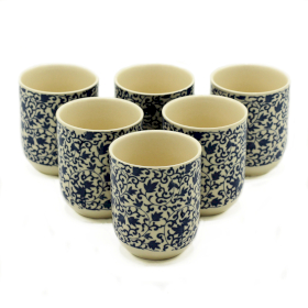 6x Chávenas de Chá de Ervas - Padrão Azul