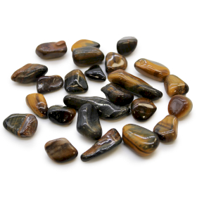 24x Pedras Africanas Pequenas - Olho de Tigre - Variegado