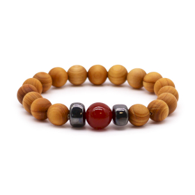 3x Pulseira em Cedro - Chakra Raiz - Jaspe Vermelho