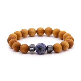 3x Pulseira em Cedro -  Chakra da Garganta - Sodalita