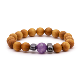 3x Pulseira em Cedro - Chakra do Terceiro Olho - Ametista