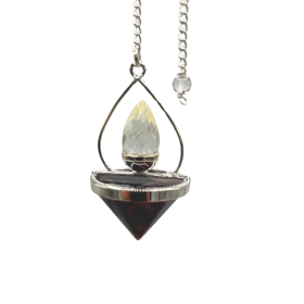 Pêndulo Lanterna da Vida em Pedra Preciosa - Ametista e Quartzo Rocha