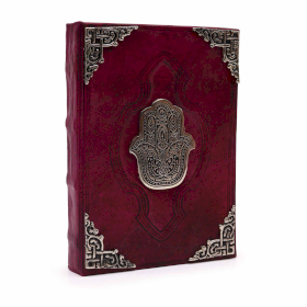 Livro Bronzeado Vermelho - Hamsa em Zinco - 200 páginas com bordas decalcadas - 26x18cm