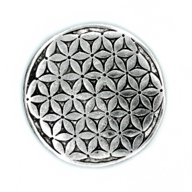 6x Porta-Incenso Flor da Vida em Alumínio Polido 11cm