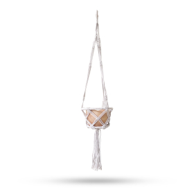 Porta-Vasos em Macramé com Argola Pequeno- Natural - 16cm