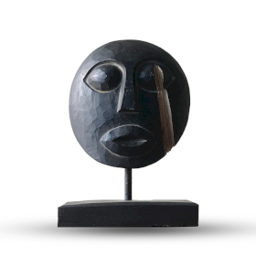 Máscara Decorativa Tribal de Timor - Preta 27x20cm