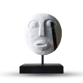 Máscara Decorativa Tribal de Timor - Branca 27x20cm