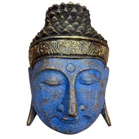 Decoração de Casa Cabeça de Buda - 25cm - Acabamento Azul Brilhante