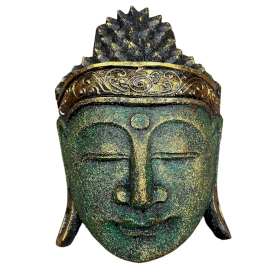 Decoração de Casa Cabeça de Buda - 25cm - Acabamento Verde Brilhante