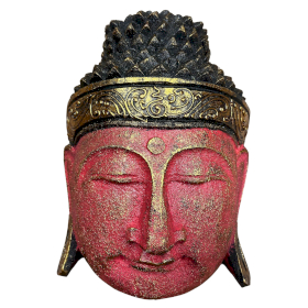 Decoração de Casa Cabeça de Buda - 25cm - Acabamento Vermelho Brilhante