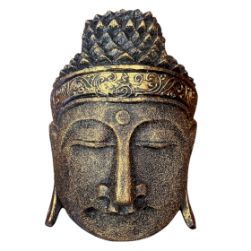 Decoração de Casa Cabeça de Buda - 25cm - Acabamento Dourado Brilhante