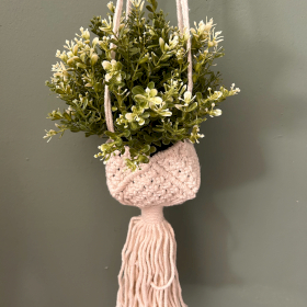 3x Porta-Vasos Decorativo em Macramé - Natural