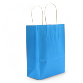 12x Saco de Papel Grande com Asa de Cordão (26x32x12cm) - Azul (130g)