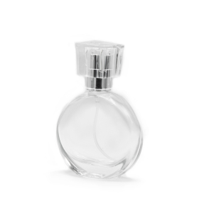 6x Frasco Oval de 30 ml - Spray e Tampa Prateados de Cristal