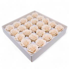 25x Flores de Sabão Artesanal Grandes (7 Camadas) Rosas Vintage - Marfim Victoriano