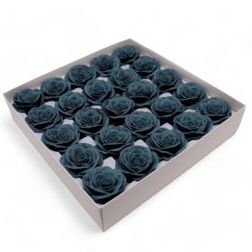 25x Flores de Sabão Artesanal Grandes (7 Camadas) Rosas Vintage - Azul Petróleo